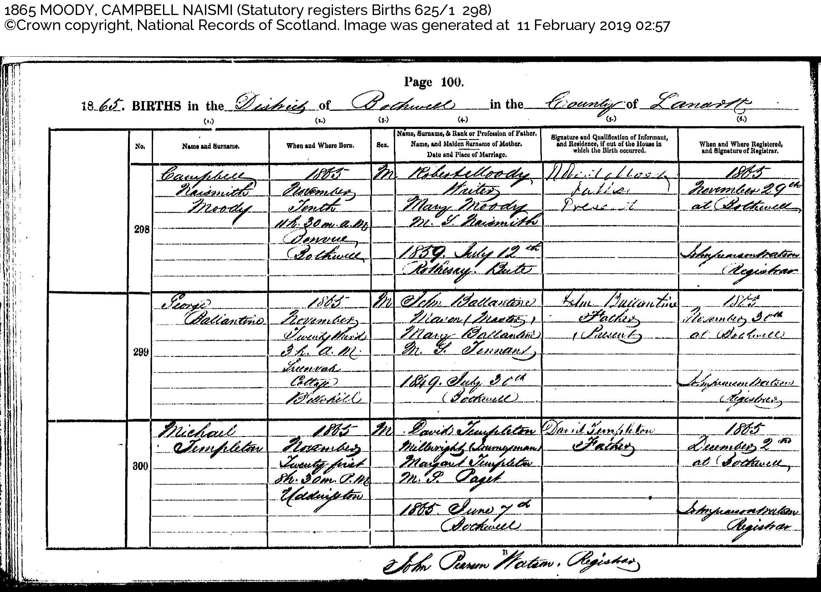 CMoody birth 1865